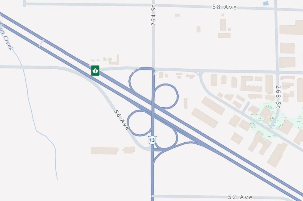 Highway 1 temporarily detours overnight at 264 Street